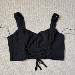 Abercrombie - Linen-Blend Corset Top in Black